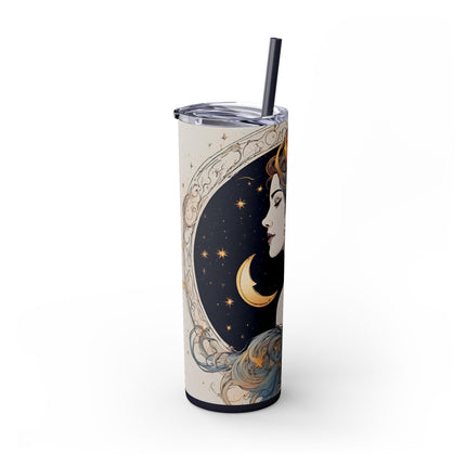MOON GODDESS Skinny Tumbler - Celestial Astrology Beauty Night Sky Cup