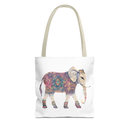 Elephant Lovers Tote | Majestic Color Pattern Custom Grocery Bag | Animal Gift Office Travel Carrier | Wild Woodland Business Traveler