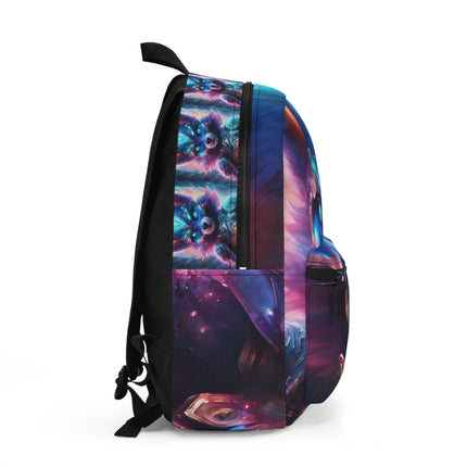 WARRIOR FOX Backpack, Cybernetic Armored Animal Book Travel Bag, Neon Violet Crystal Guardian, Carry All School Traveler