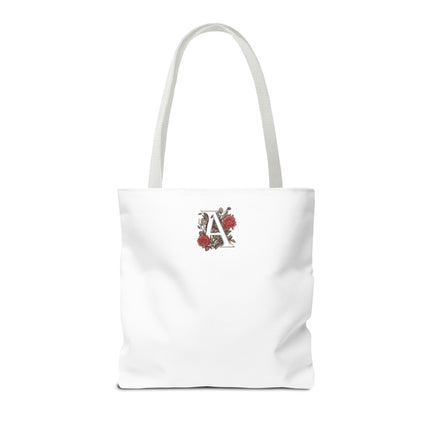Custom Letter Personalized Tote | Rose Flowered Grocery Travel Bag | Floral Print Roses Office Laptop & Books or Exercise Overnight Carrier