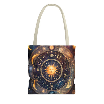 Moon Phases Tote Bag | Lunar Cycle Astronomy Wiccan Grocery Bag | Solstice Home Office Laptop Carrier | Solar System Travel Overnight Gift