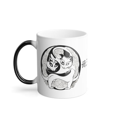MEOW Kitten Yin Yang Black to White Color Changing Mug