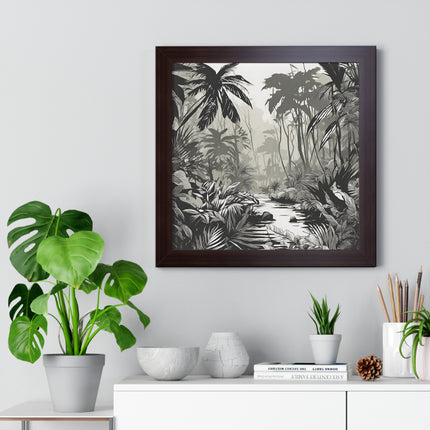 Wall Decor, Jungle Scene, Framed Wall Hanging, Black Shadow Print, Nature Scene Picture, Living Room Poster, Office Scenery