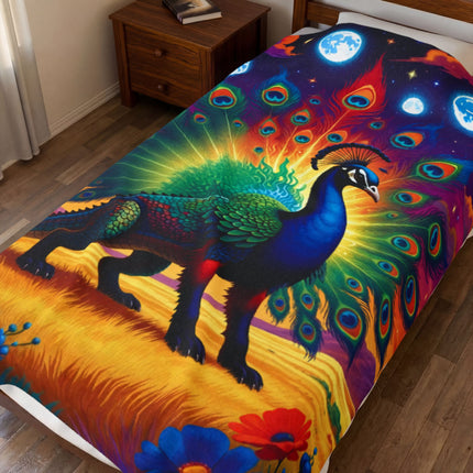 PSYCHEDELIC PEACOCKIGATOR Trippy Lush Blanket