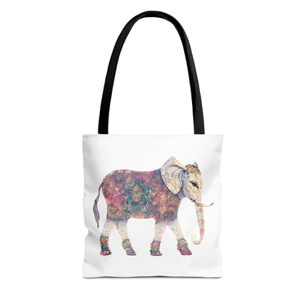 Elephant Lovers Tote | Majestic Color Pattern Custom Grocery Bag | Animal Gift Office Travel Carrier | Wild Woodland Business Traveler