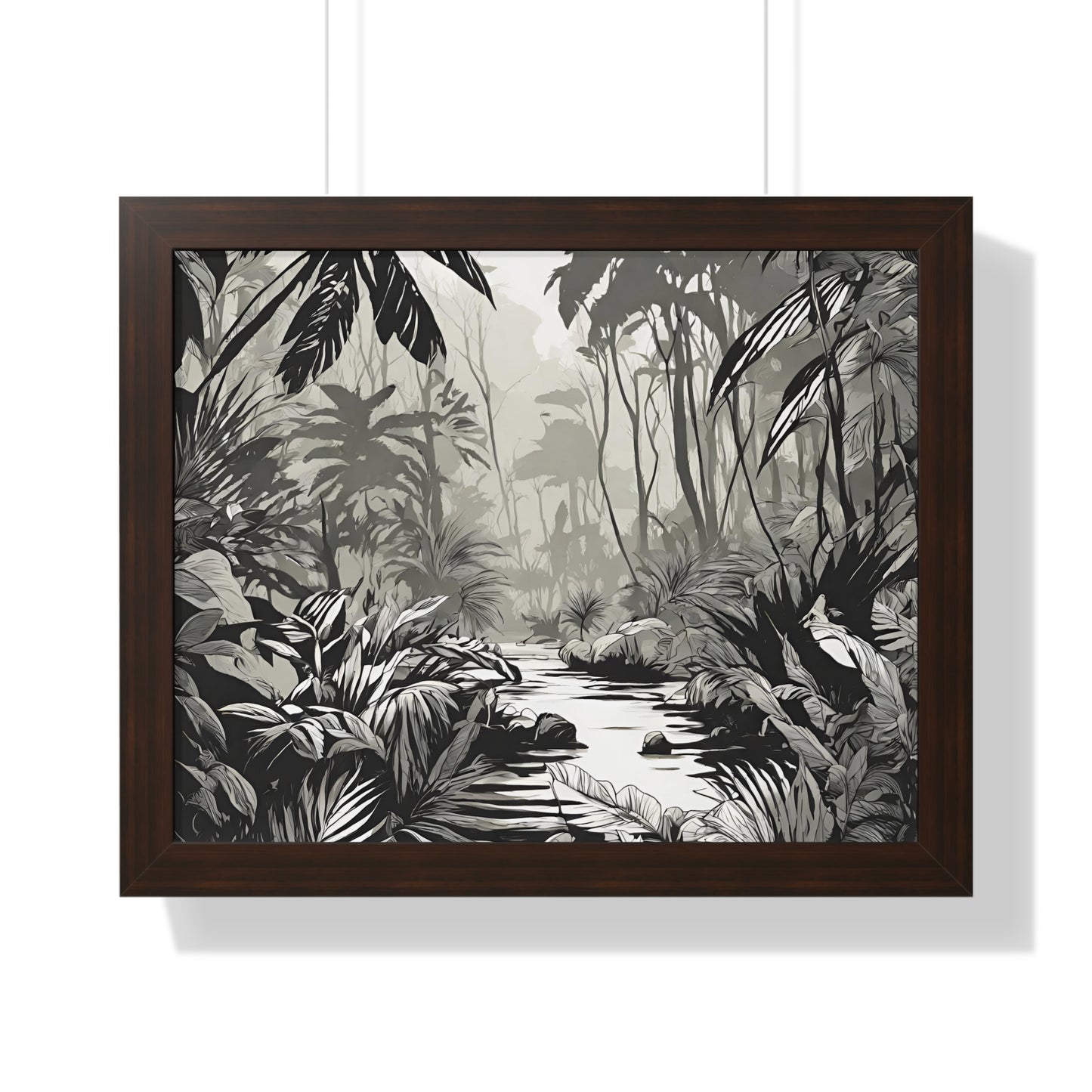 Wall Decor, Jungle Scene, Framed Wall Hanging, Black Shadow Print, Nature Scene Picture, Living Room Poster, Office Scenery