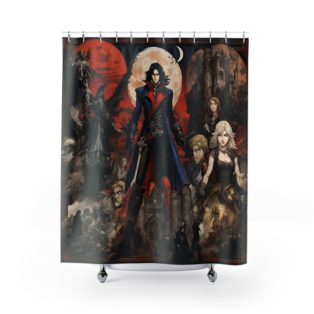 LEGENDARY FIGHTERS ALIGN AGAINST EVIL Video Game Inspired Abstract Collage Shower Curtain