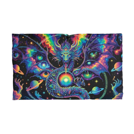 PSYCHEDELIC DRAGON PILLOWCASE — Cosmic Neon Serpent Microfiber Pillow Cover