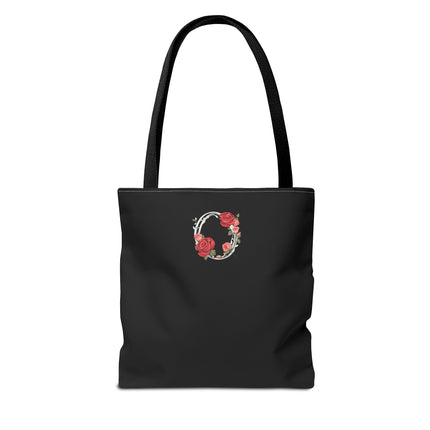 Custom Letter Personalized Tote | Rose Flowered Grocery Travel Bag | Floral Print Roses Office Laptop & Books or Exercise Overnight Carrier