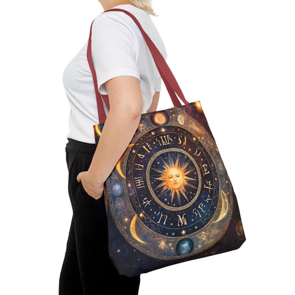 Moon Phases Tote Bag | Lunar Cycle Astronomy Wiccan Grocery Bag | Solstice Home Office Laptop Carrier | Solar System Travel Overnight Gift