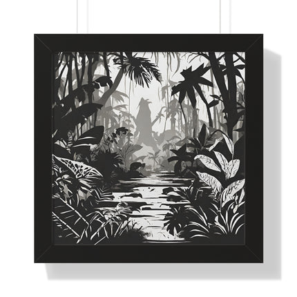 Wall Decor, Jungle Scene, Framed Wall Hanging, Black Shadow Print, Nature Scene Picture, Living Room Poster, Office Scenery
