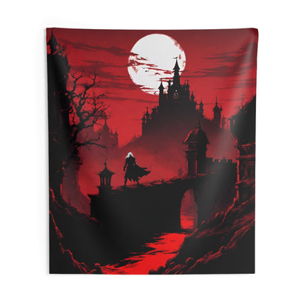 CONQUEROR OF THE HORRORS OF THE NIGHT Video Game Room Inspired Art Tapestry