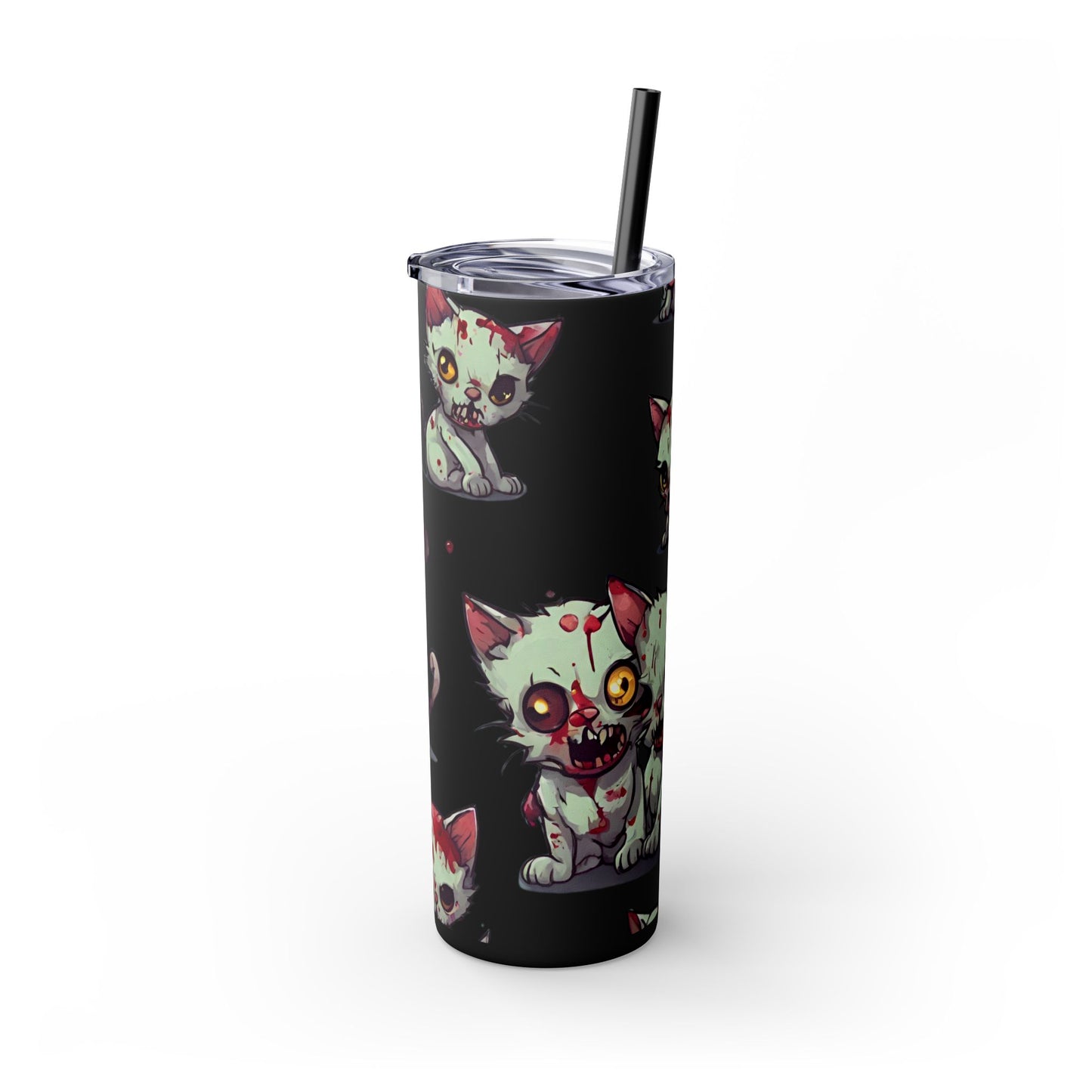 Zombie Kitties Skinny Tumbler | Mutated Kitten Zombies Insulated Cup | Furry Mutant Cats Office College School Hiking Road Drink Traveler