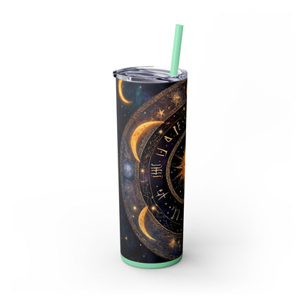 SUN & MOON PHASES Skinny Tumbler - Lunar Cycle Astronomy Night Sky Galaxy Cup