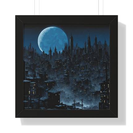 Wall Decor | City Street Panels Framed Poster | Skyline Buildings and Street Levels | Bedroom, Work or Home Office Wall Art Picture