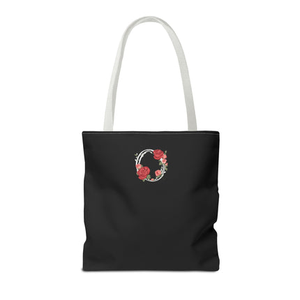 Custom Letter Personalized Tote | Rose Flowered Grocery Travel Bag | Floral Print Roses Office Laptop & Books or Exercise Overnight Carrier