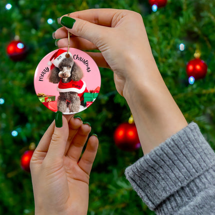 PERSONALIZED POODLE Ceramic Christmas Ornament