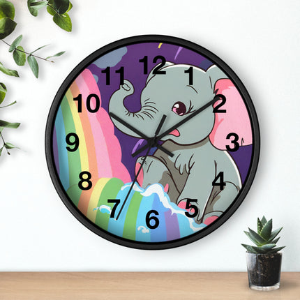 RAINBOW FALLS ELEPHANT Wall Clock - Kids Room Nursery Animal Decor