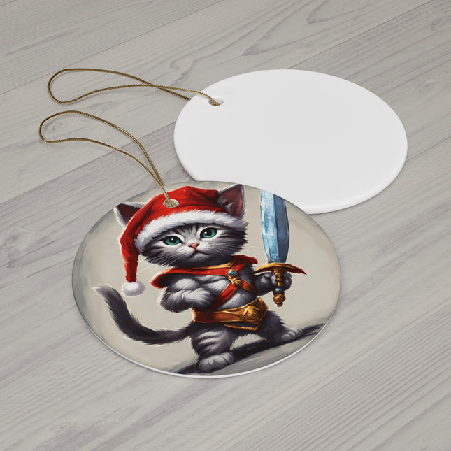 KITTEN WARRIOR Christmas Ornament