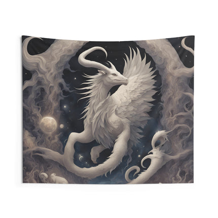 Majestic Myths Wall Art Decor | Pegasus Horned Winged Goat Tapestry | Sky Cloud Fantasy Game Room Hanging | Mythological Bed Room Gift