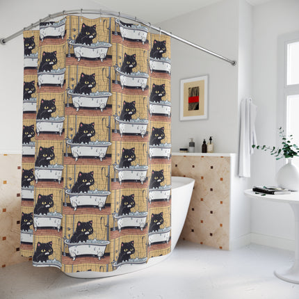 Cute Cats, Cat Bathing Shower Curtain, Cat Lovers Bathroom Decor, Gift for Her