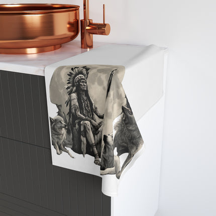 INDIAN CHIEF OF MOON WOLVES Hand Towel
