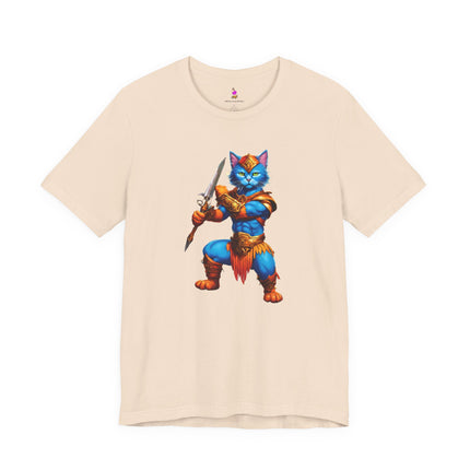 BLUE WARRIOR HULK CAT T-Shirt - Funny Superhero Feline Art Tee