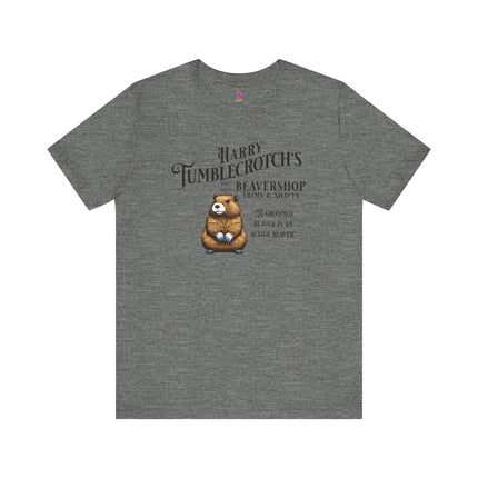 HARRY TUMBLECROTCH'S BEAVERSHOP T-Shirt - Funny Barbershop Parody Adult Humor Tee