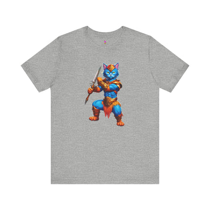 BLUE WARRIOR HULK CAT T-Shirt - Funny Superhero Feline Art Tee