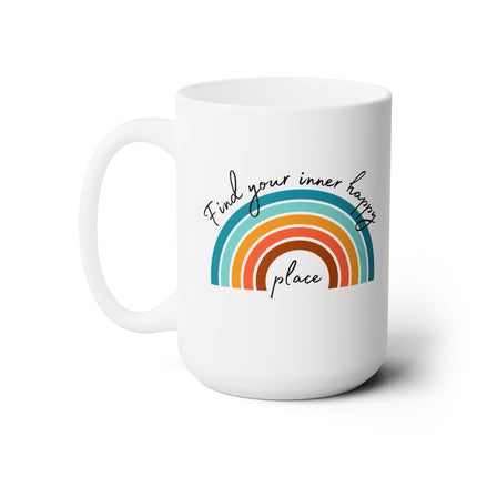 FIND YOUR INNER HAPPY PLACE Inspirational Rainbow Coffee Mug