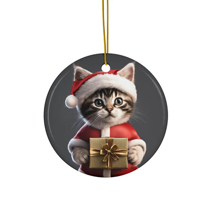 KITTEN CLAUS 2 Sided Holiday Ornament