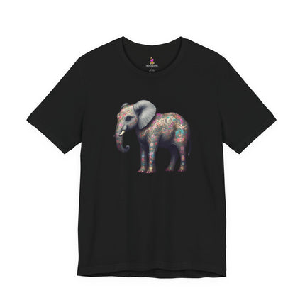 MAJESTIC FLOWER PATTERN ELEPHANT T-Shirt - Beautiful Floral Animal Art Tee