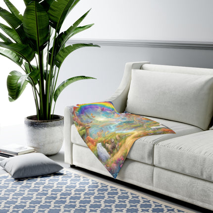 Beautiful Infant Girls Rainbow Blue Mystical Fantasy Baby Swaddle Blanket, Dream World Majestic Birds Trees Animals Changing Cover