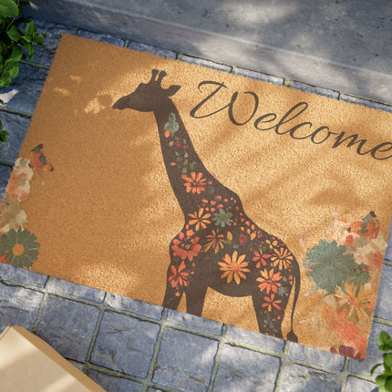 WELCOME Giraffe Flower Doormat