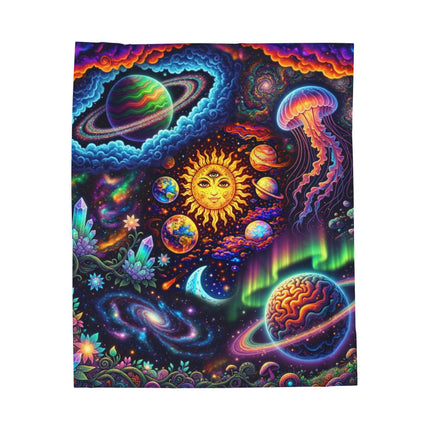 PSYCHEDELIC SOLAR SYSTEM Trippy Galaxy Blanket
