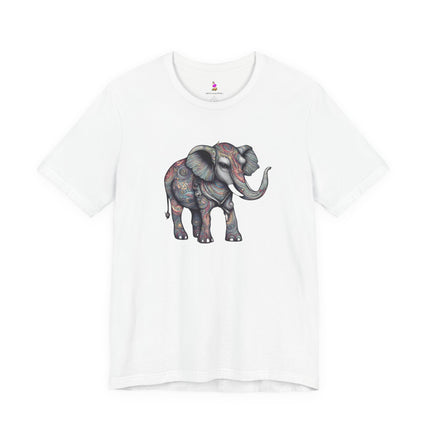 MAJESTIC FLOWER PATTERN ELEPHANT T-Shirt - Elegant Floral Wildlife Art Tee
