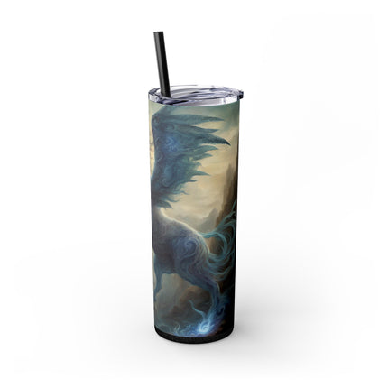 MAJESTIC MYTHS Skinny Tumbler - Electrified Blue Shock Pegasus Fantasy Traveler
