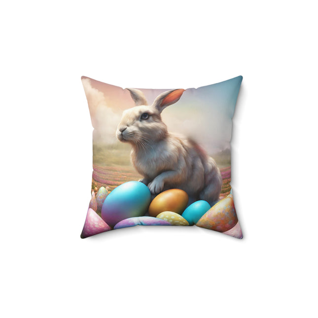 EASTER MORNING BUNNY and Eggs Decorative Pillow