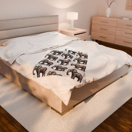 Elephant Blanket Gift | Flower Pattern Animal Lover Warm Fleece Throw | Majestic Jungle Safari Kingdom Bed or Couch Cover Sheet