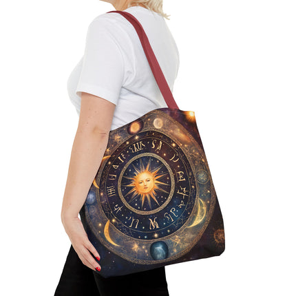 Moon Phases Tote Bag | Lunar Cycle Astronomy Wiccan Grocery Bag | Solstice Home Office Laptop Carrier | Solar System Travel Overnight Gift