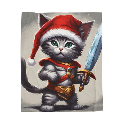 Christmas Blankets Kids Adults Blankets Velveteen Plush Blanket Cat Lovers Christmas Gift Santa Warrior Kitten Holiday Gift Cat Holiday Gift