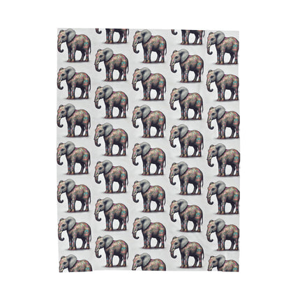 Elephant Blanket Gift | Flower Pattern Animal Lover Warm Fleece Throw | Majestic Jungle Safari Kingdom Bed or Couch Cover Sheet