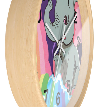 RAINBOW FALLS ELEPHANT Wall Clock - Kids Room Nursery Animal Decor