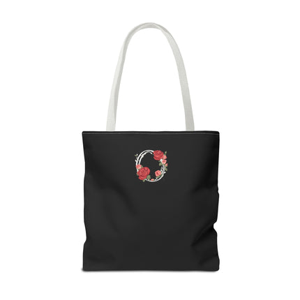 Custom Letter Personalized Tote | Rose Flowered Grocery Travel Bag | Floral Print Roses Office Laptop & Books or Exercise Overnight Carrier