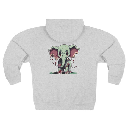 Gift Hoodie | ZombElephants Zombie Elephant Zip Jacket | Cute Anime Animal Coat | Living Dead Wacky Packages Style Wear
