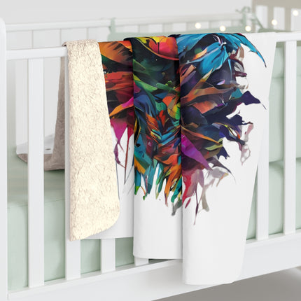 UNHOODED SKELETON 80's Cartoons Inspired Splash Abstract Art Sherpa Fleece Blanket