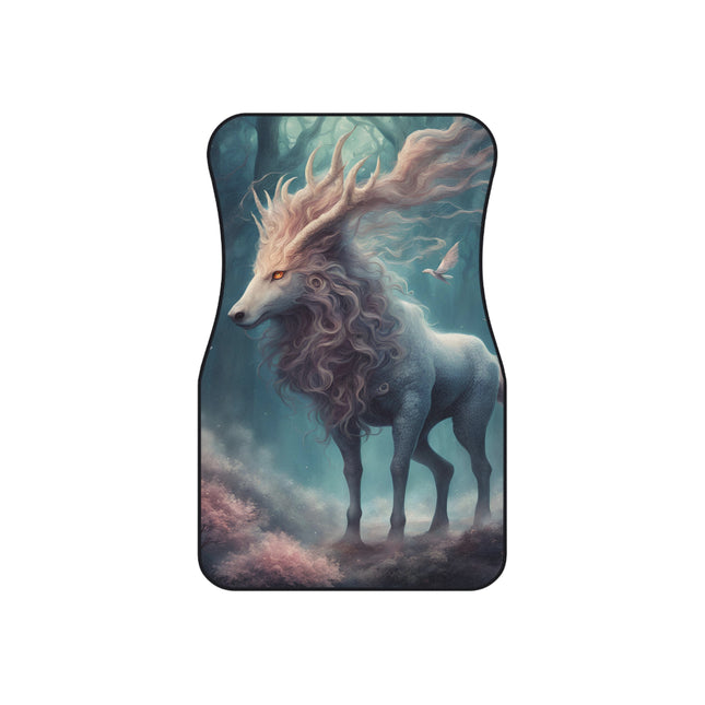 Majestic Myths Car Mats (Set of 4) | Mythological Horned Horse Automobile Accessories | Front & Rear Maned Stallion Floor Auto Truck Gift