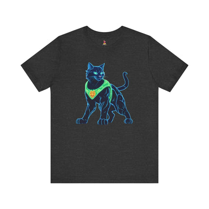MYSTICAL NEON BLACK CAT T-Shirt, Magical Glowing Panther Tee