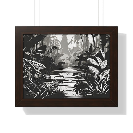 Wall Decor, Jungle Scene, Framed Wall Hanging, Black Shadow Print, Nature Scene Picture, Living Room Poster, Office Scenery