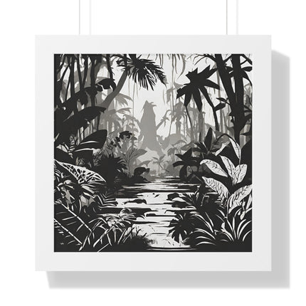 Wall Decor, Jungle Scene, Framed Wall Hanging, Black Shadow Print, Nature Scene Picture, Living Room Poster, Office Scenery